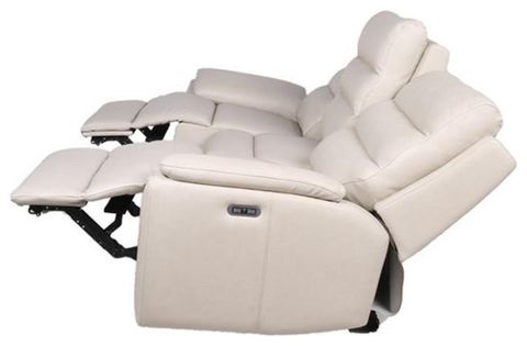 Bowery Hill Contemporary Ivory Leather Power Sofa In White Finish ... throughout Bowery Hill Contemporary Ivory Leather Power Sofa In White Finish